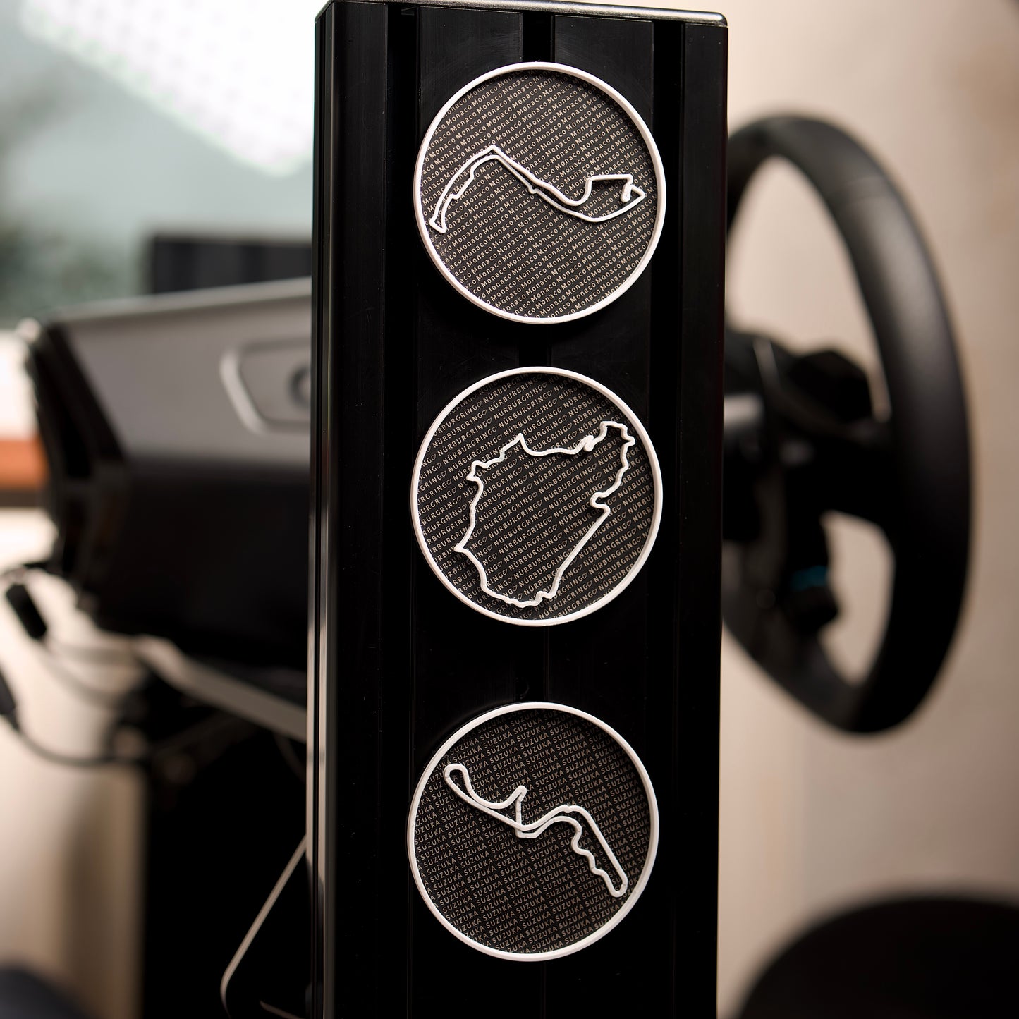 Racing Circuit 3D Emblems for Sim Racing – Stylish Track Badges for Simulators – Durable Racing Cockpit Decor