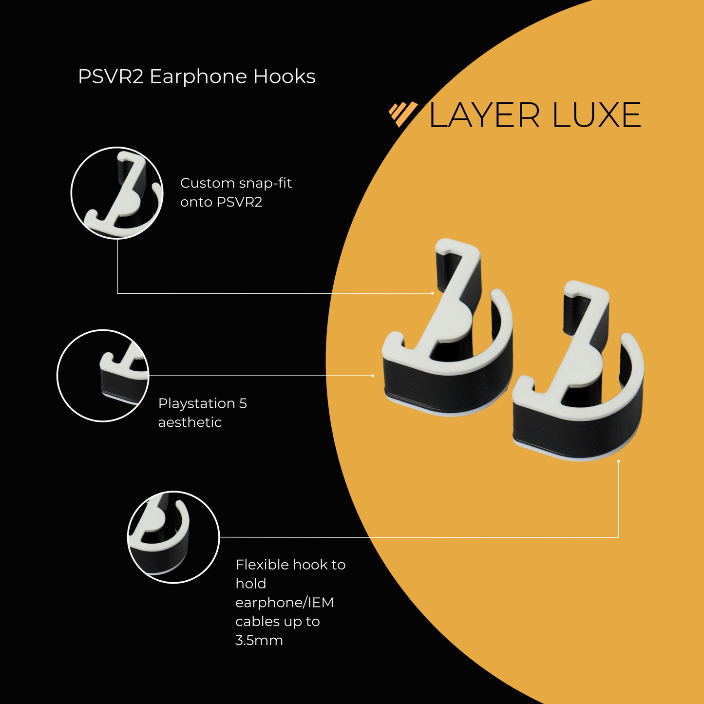 PSVR2 Earphones IEM Hook – Secure Earphone Holder for PlayStation VR2 – Durable & Compact Gaming Accessory