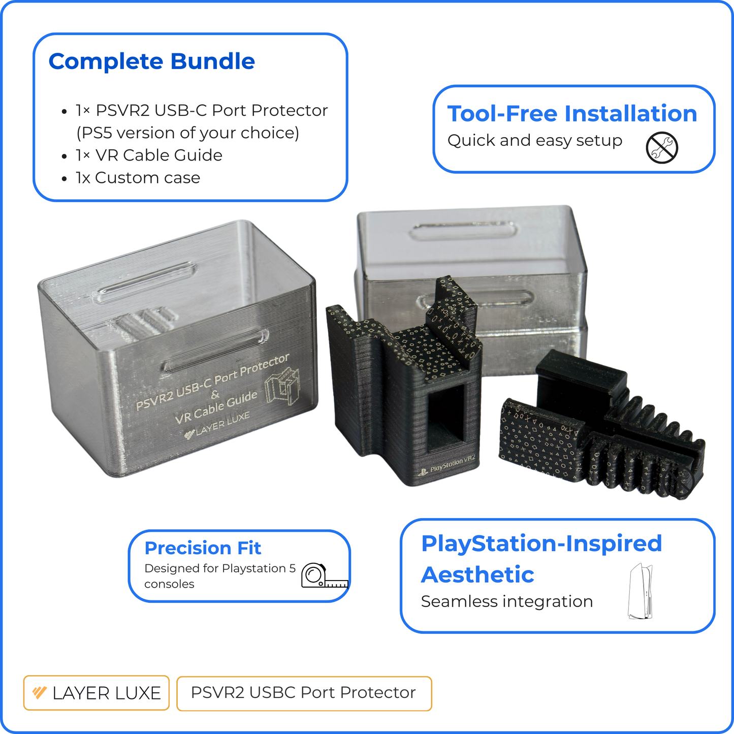 PSVR2 USB-C Port Protector and Cable Guide - Fits PS5 OG, PS5 Slim & PS5 Pro