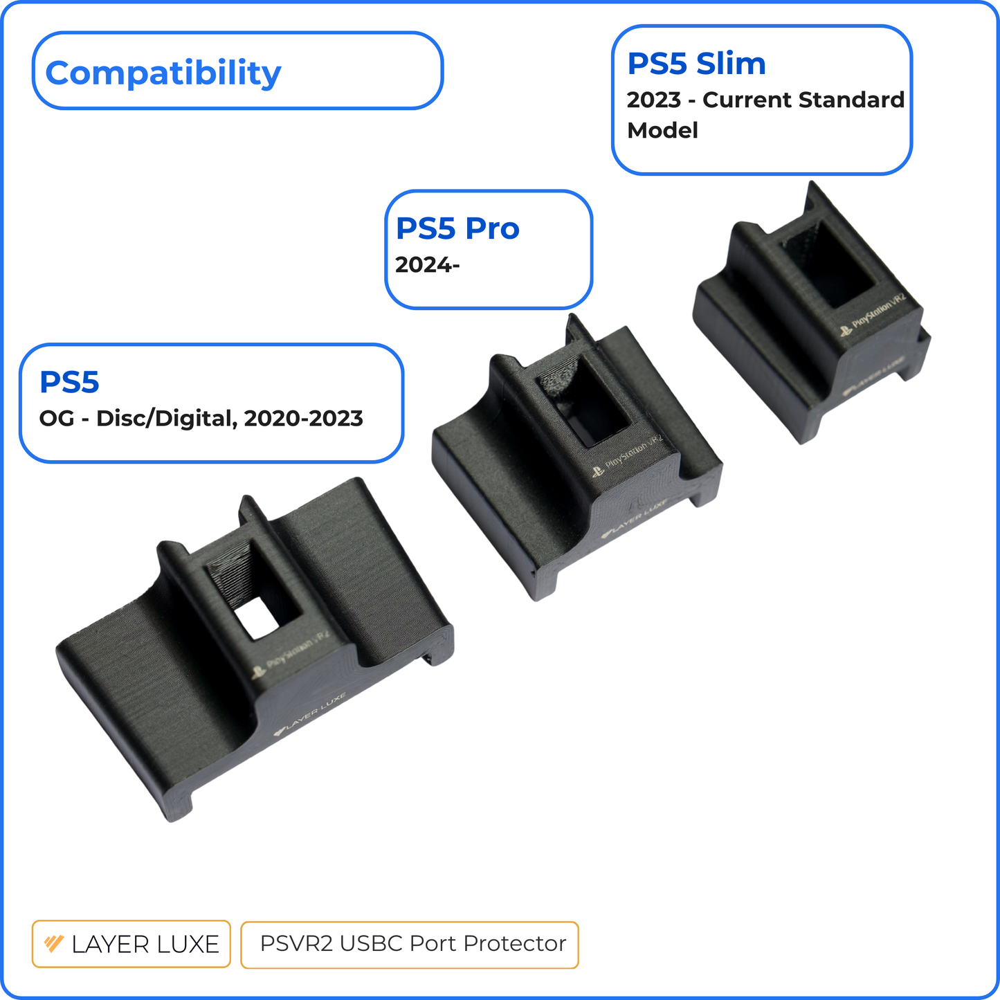 PSVR2 USB-C Port Protector and Cable Guide - Fits PS5 OG, PS5 Slim & PS5 Pro